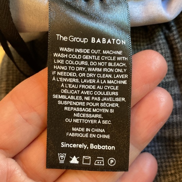 Aritzia Babaton grey plaid pull on mid rise cropped jimmy pants size large - Picture 7 of 8